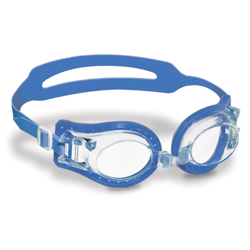 Youth Caribe Blue Swimming Goggles (With Carrying Case, Ages 10+)