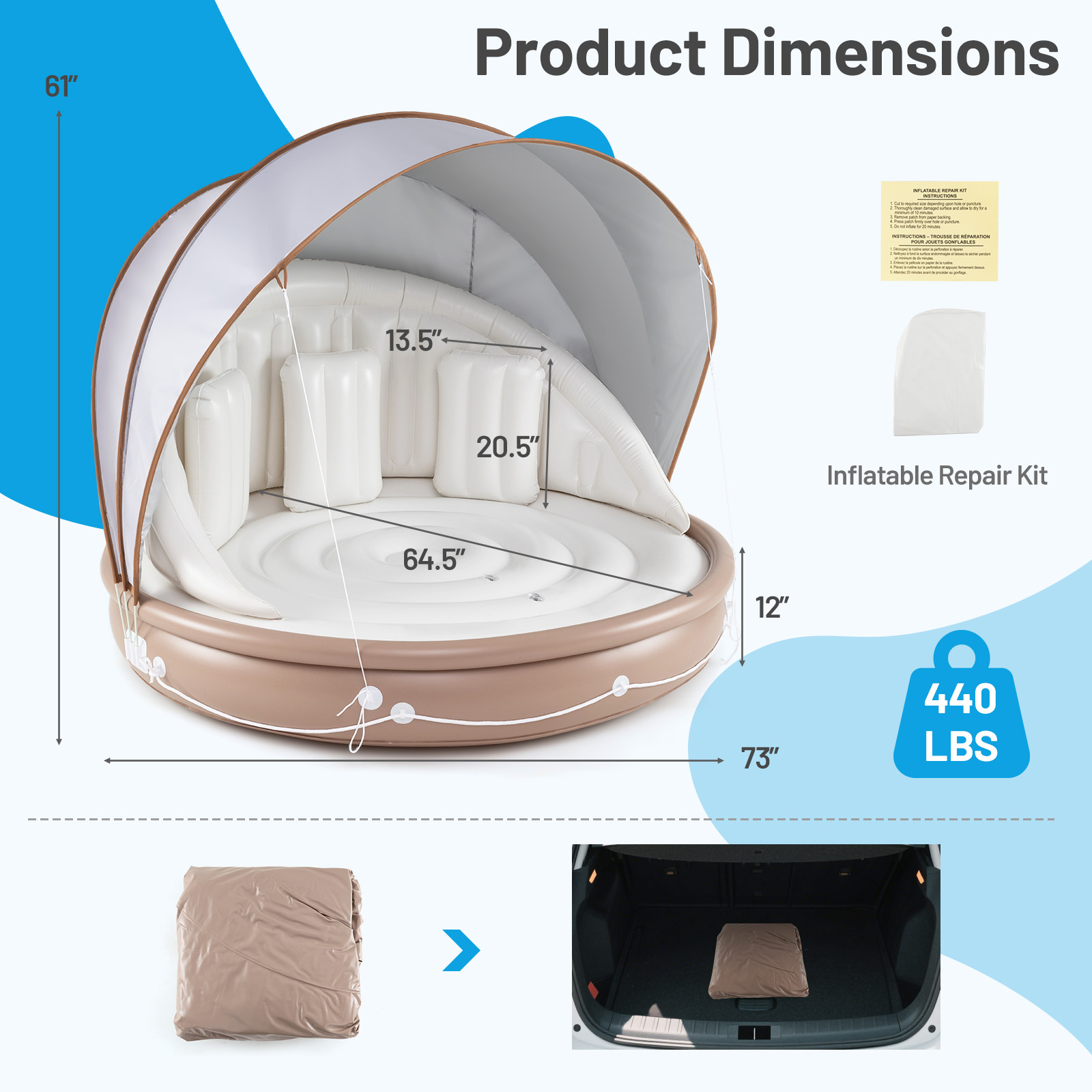 Canopy Island Tanning Lounger — SPF 50+ Shade