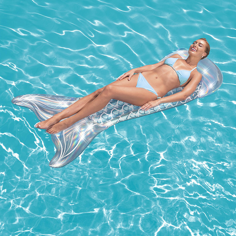 Iridescent Glimmer Mermaid Tail Ride On Pool Lounger — photo 2