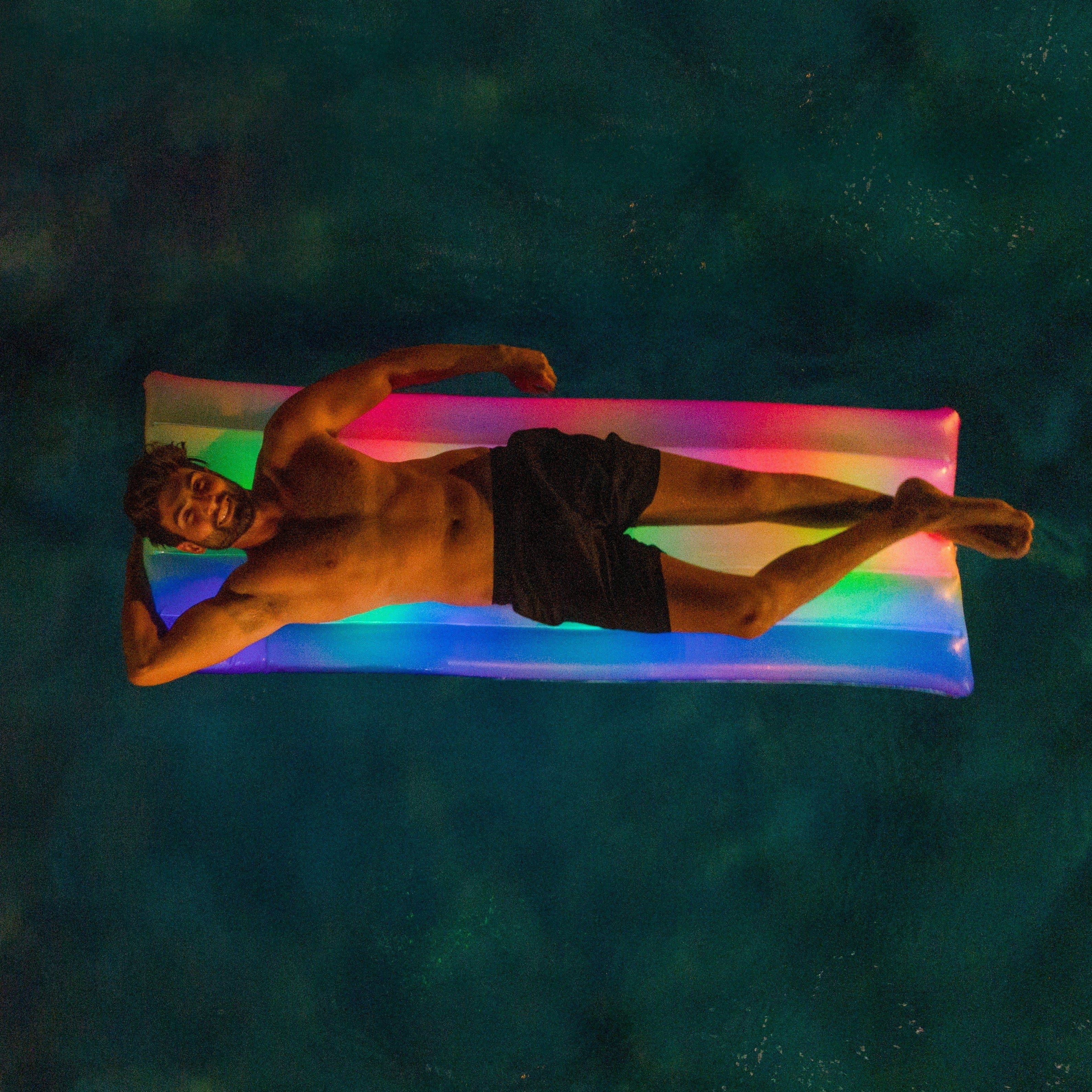 LED Rainbow Illuminated Pool Raft — 74 in