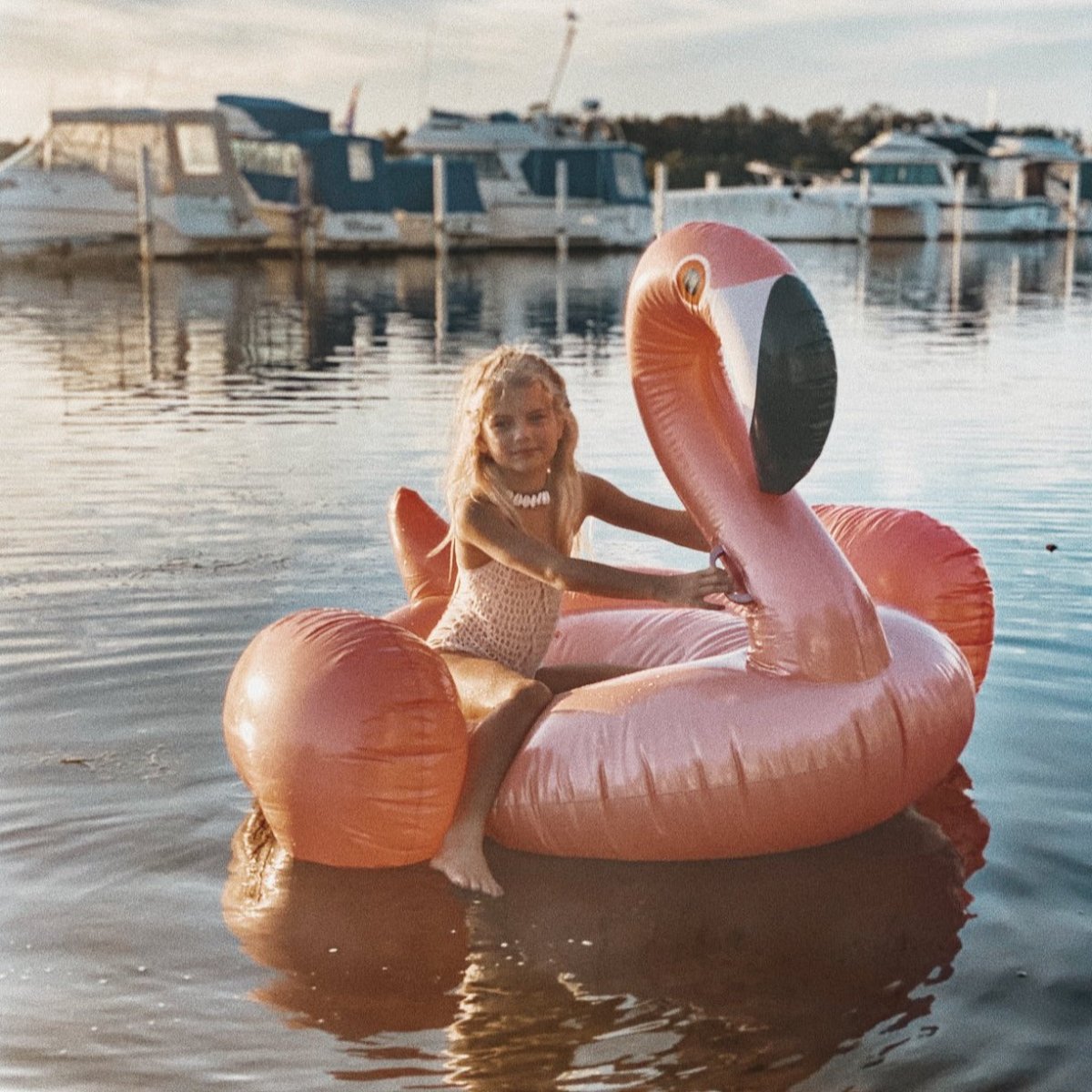 Luxe Ride-On Flamingo Float — Rose Gold