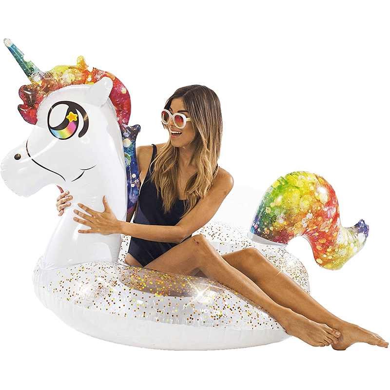 Pool Candy 48 Inch Glitter Rainbow Unicorn Pool Tube — photo 3