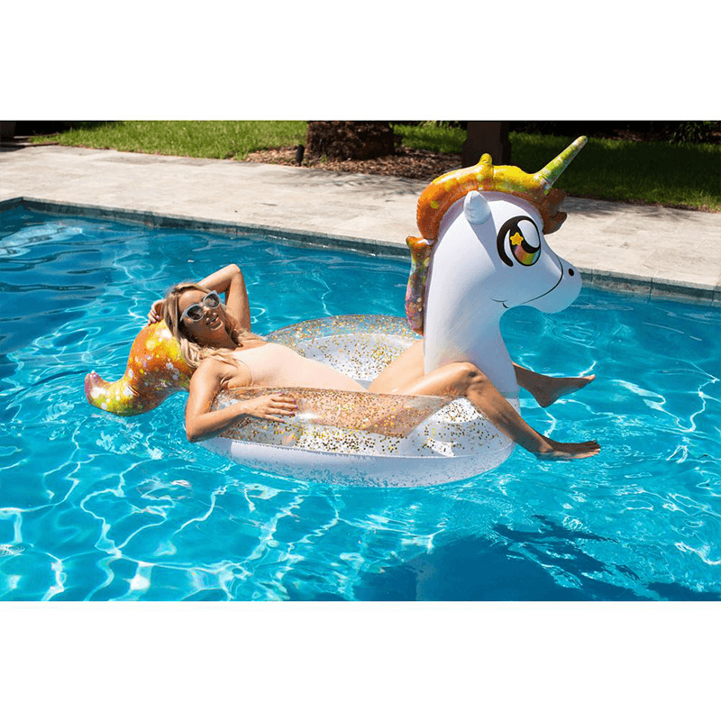 Pool Candy 48 Inch Glitter Rainbow Unicorn Pool Tube — photo 5