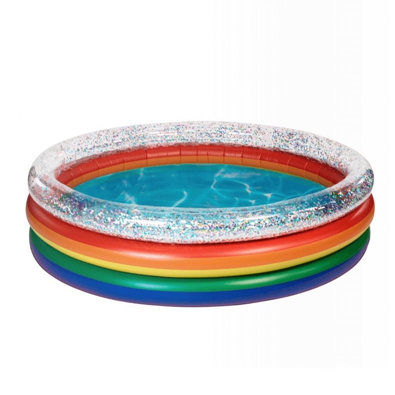 Pool Candy 60 Inch Inflatable Rainbow Glitter Sun Tanning Pool
