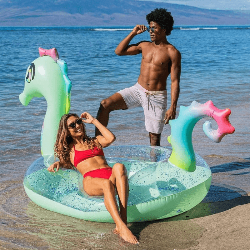 Pool Candy Giant 3 Person Ride-On Glitter Seahorse Float — photo 2