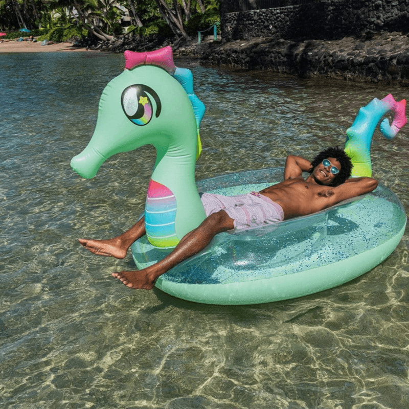 Pool Candy Giant 3 Person Ride-On Glitter Seahorse Float — photo 3