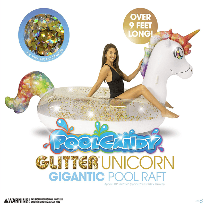 Pool Candy Giant 3 Person Ride-On Glitter Unicorn Float — photo 2