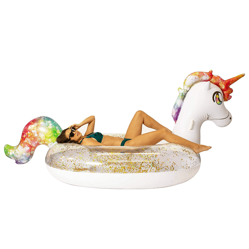 Pool Candy Giant 3 Person Ride-On Glitter Unicorn Float — photo 5