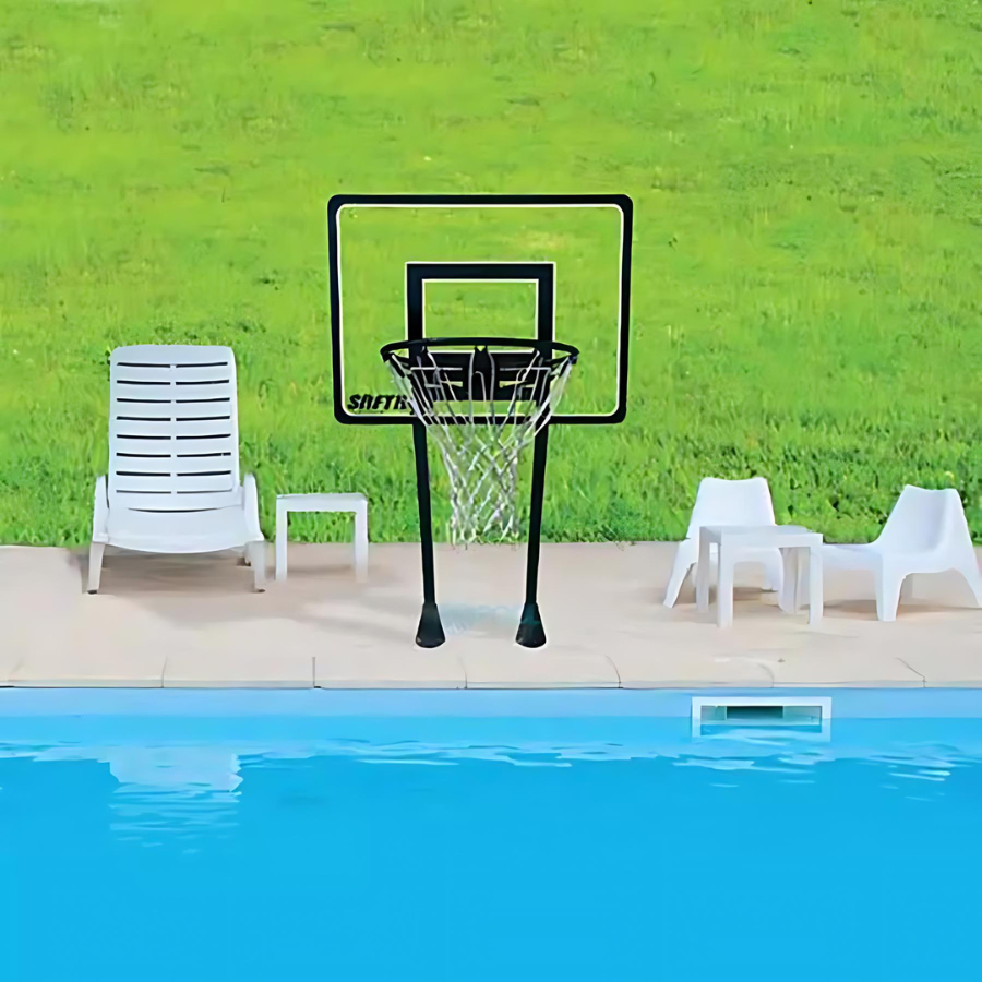 Saftron 42 Inch Residential Basketball Hoop with Dual Black Support Posts — photo 2