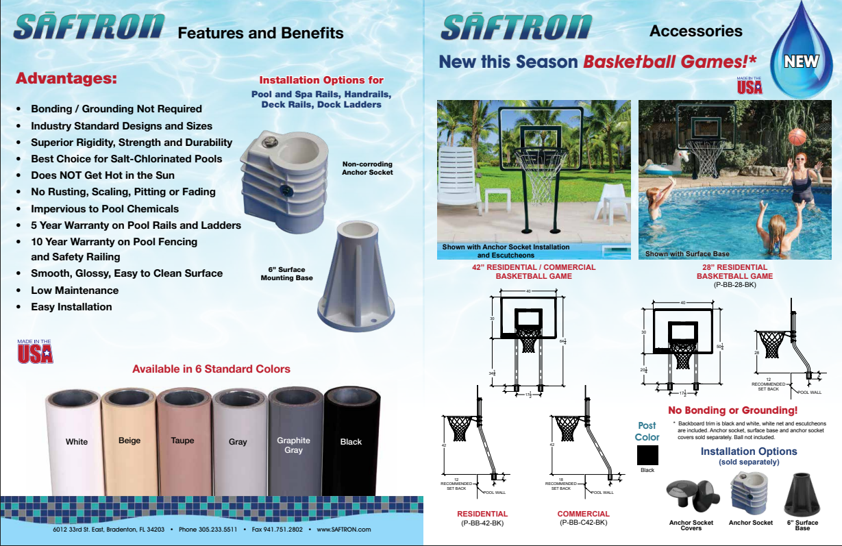 Saftron 42 Inch Residential Basketball Hoop with Dual Black Support Posts — photo 4