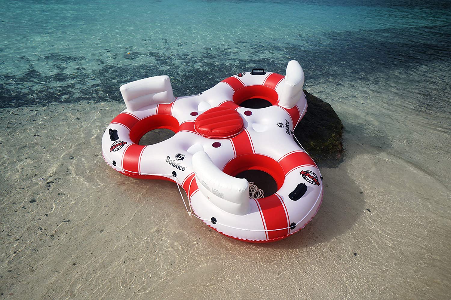 Solstice Super Chill 3 Person Floating Island (White / Red) — photo 4